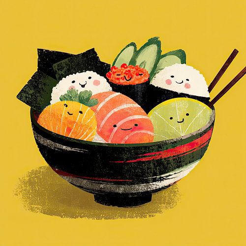 Kawaii Sushi in One Bowl