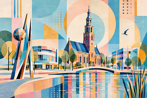 Ein Gemälde von Assen, Drenthe – Eine wunderschöne Stadt in den Niederlanden.