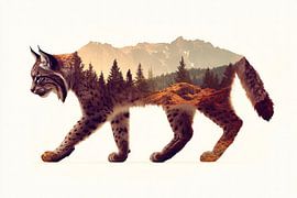 Luchs im Landschaftsbild von Poster Art Shop