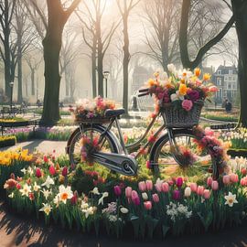 Bicycle with flowers by Tatjana Korneeva