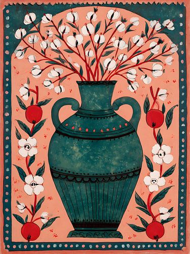Folk Floral Vase Art