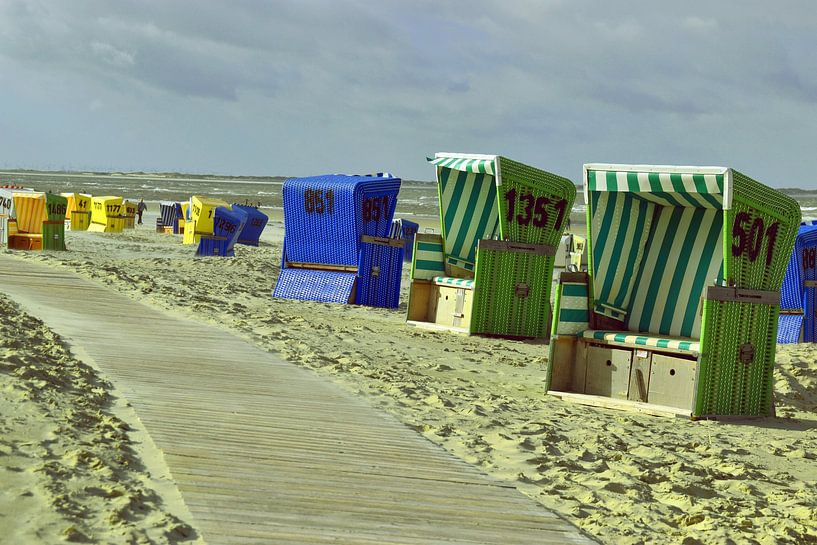 Beach chair on Langeoog East Frisia North Sea by Karl-Heinz Petersitzke