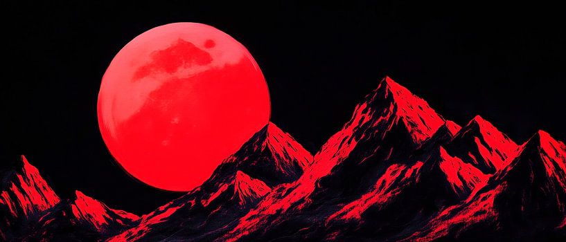 Red lunar landscape - mystical and dramatic by Poster Art Shop