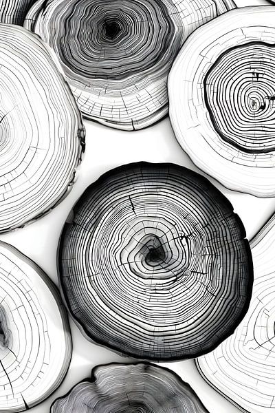 Tree rings monochrome by NJ Midnight Studio