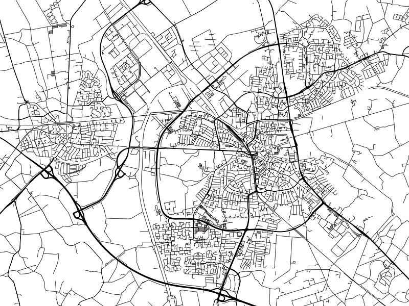Karte von Almelo in Schwarz ud Weiss von De Kaartenwinkel