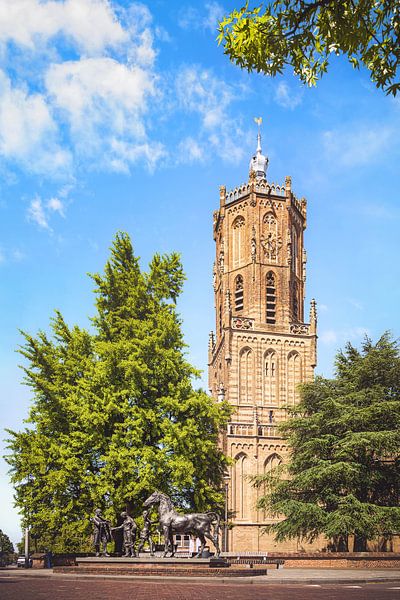 Elster tower with 'Horse Trade' sculpture in colour by Nicky Kapel