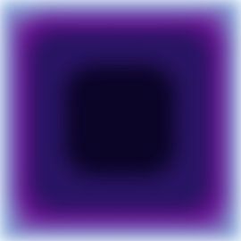 Retro 70s neon art. Abstract gradient in indigo, violet and soft blue by Dina Dankers