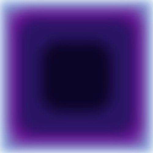 Opvallende, minimalistische kunst in retrostijl, geïnspireerd op de jaren 70. Abstracte kleurverloop in blauw en paars