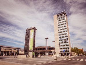 modernes Stadtzentrum von Neustrelitz in Mecklenburg-Vorpommern