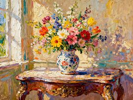 Bouquet printanier à la lumière de la fenêtre sur Kristin M