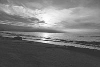 On the beach of the Baltic Sea in black and white
