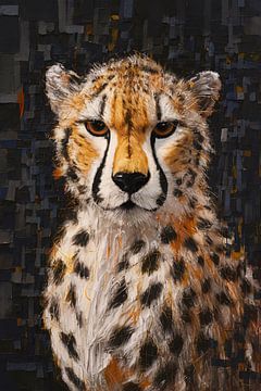 Modern Art Cheetah with Intense Gaze by De Muurdecoratie