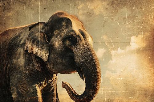 Éléphant sur fond de carte du monde antique