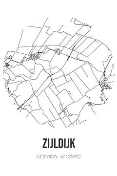 Zijldijk (Groningen) | Landkaart | Zwart-wit van Rezona