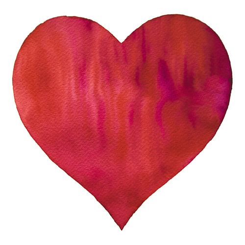 Liefde en zorgzaamheid | Hart als Aquarel schilderij