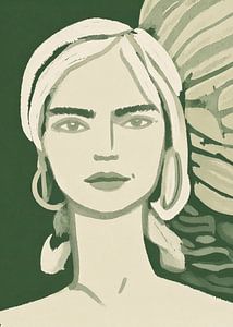  modern art abstract green woman frida 3