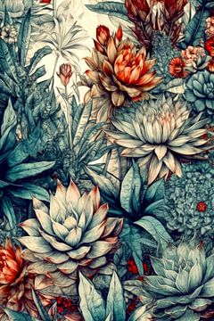 Bloemen botanisch patroon 15 #succulenten van JBJart Justyna Jaszke