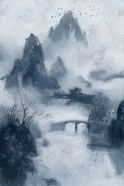 Die Brücke zur Gelassenheit | Blau von Kanzo