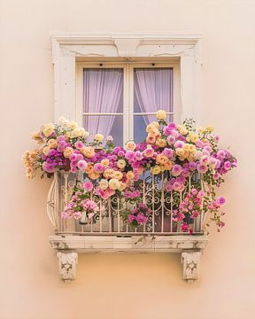 Kleurrijke warme balkon met Bloemen van But First Framing
