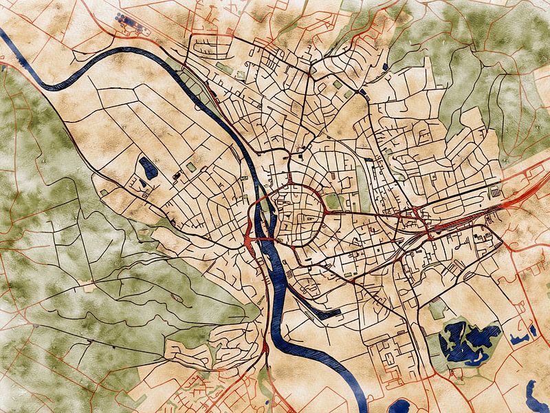 Map of Hameln with the style 'Serene Summer' by Maporia