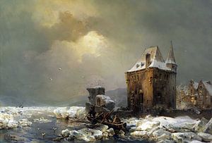 Eisfischer am Wasserschloss, CARL HILGERS, Um 1886