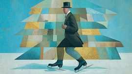 Skater Weihnachtsbaum | Hut und Baum von ARTEO Gemälde