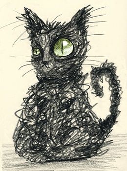 Schlampige schwarze Katze