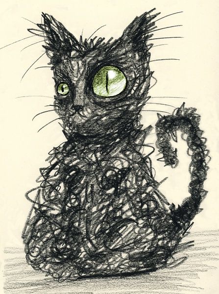 Sloppy black cat by Bianca Wisseloo