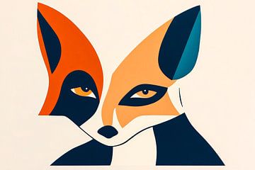 Fox motif in bold colours - Modern by Poster Art Shop