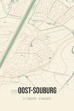 Vintage landkaart van Oost-Souburg (Zeeland) van Rezona