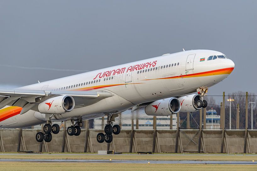 Landing Surinam Airways Airbus A340-300. by Jaap van den Berg