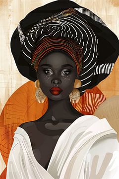 African woman in orange and gold by Poster Art Shop