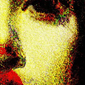 HANANAI : œuvre d'art abstraite murale représentant un portrait néon fragmenté sur Mavro Orbino