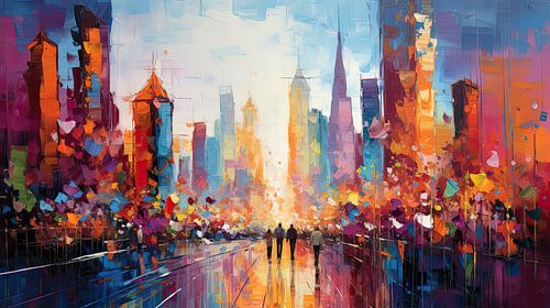 Magic lights: colourful abstraction of a big city skyline