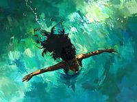 Schwarze Frau im Schwimmbad