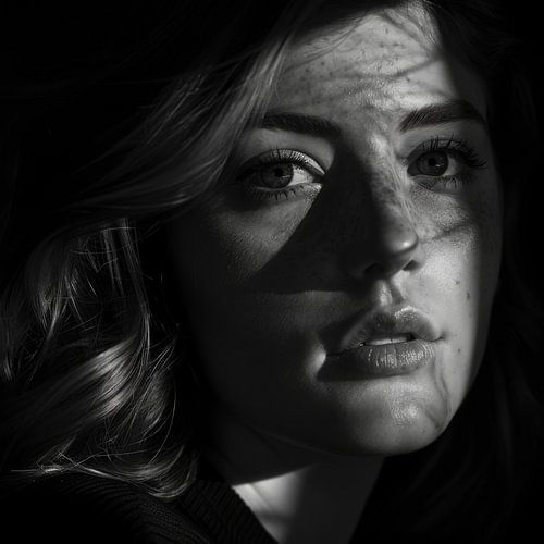 Zwart-wit portret van een vrouw