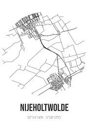 Nijeholtwolde (Fryslan) | Carte | Noir et blanc sur Affiches de lieux