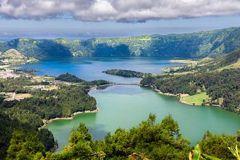 Lake of Sete Cidades from Vista do Rei viewpoint in Sao Miguel, 