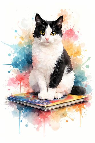 Un chat sur un livre