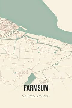 Vintage landkaart van Farmsum (Groningen) van MijnStadsPoster