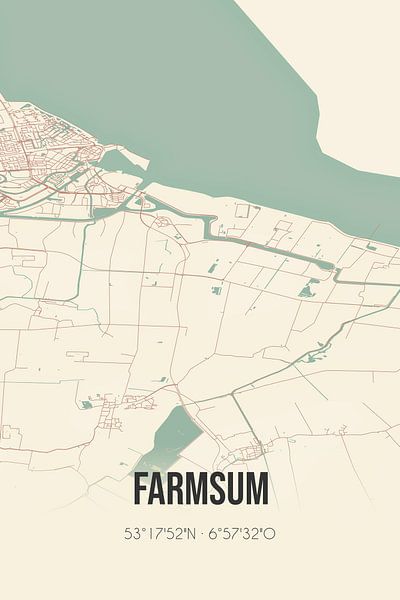 Vintage map of Farmsum (Groningen) by Prints of Place