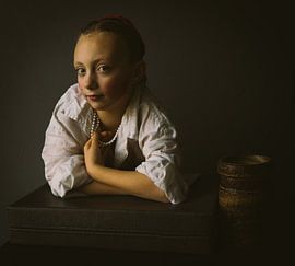 Young girl at the window by Mirella Lukens