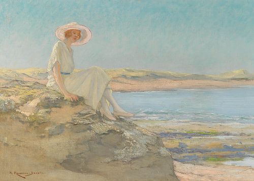 A Lady with Hat on the Beach