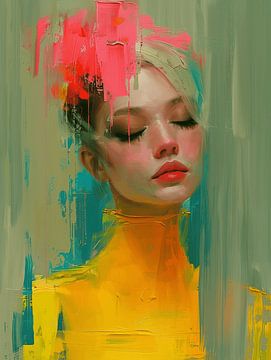 Modern and abstract portrait in neon by Carla Van Iersel