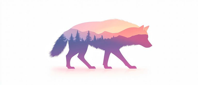 Wolf in de landschapsgradiënt van Poster Art Shop