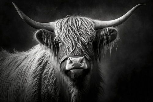 Schottischer Highlander mit dunklem Rücken