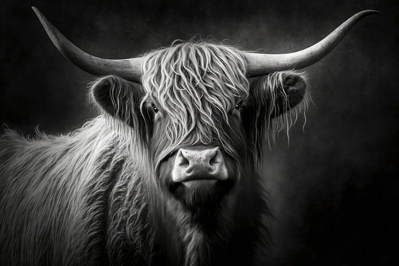 Highlander écossais au dos sombre par Digitale Schilderijen