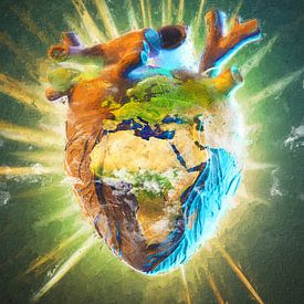 Jahreslosung 2024: Alles, was ihr tut, geschehe in Liebe. Motiv Globales Herz von Jonathan Schöps | UNDARSTELLBAR.COM — Visuelle Gedanken zu Gott