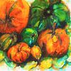 Citrouilles oranges, jaunes et dorées sur Ineke de Rijk