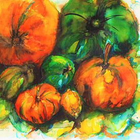 Orange golden yellow pumpkins by Ineke de Rijk